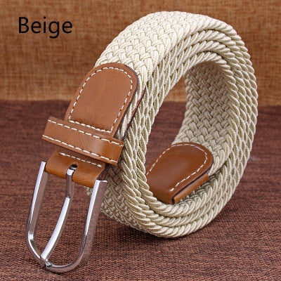 Top Fashion Striped Free Cinto Feminino Belts For Knitted Elastic Belt Male Canvas Pin Buckle Women's Lovers Strap