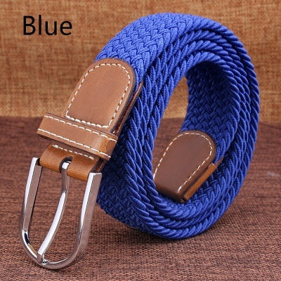 Top Fashion Striped Free Cinto Feminino Belts For Knitted Elastic Belt Male Canvas Pin Buckle Women's Lovers Strap