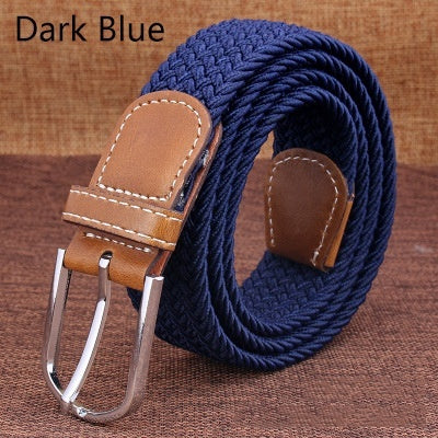 Top Fashion Striped Free Cinto Feminino Belts For Knitted Elastic Belt Male Canvas Pin Buckle Women's Lovers Strap