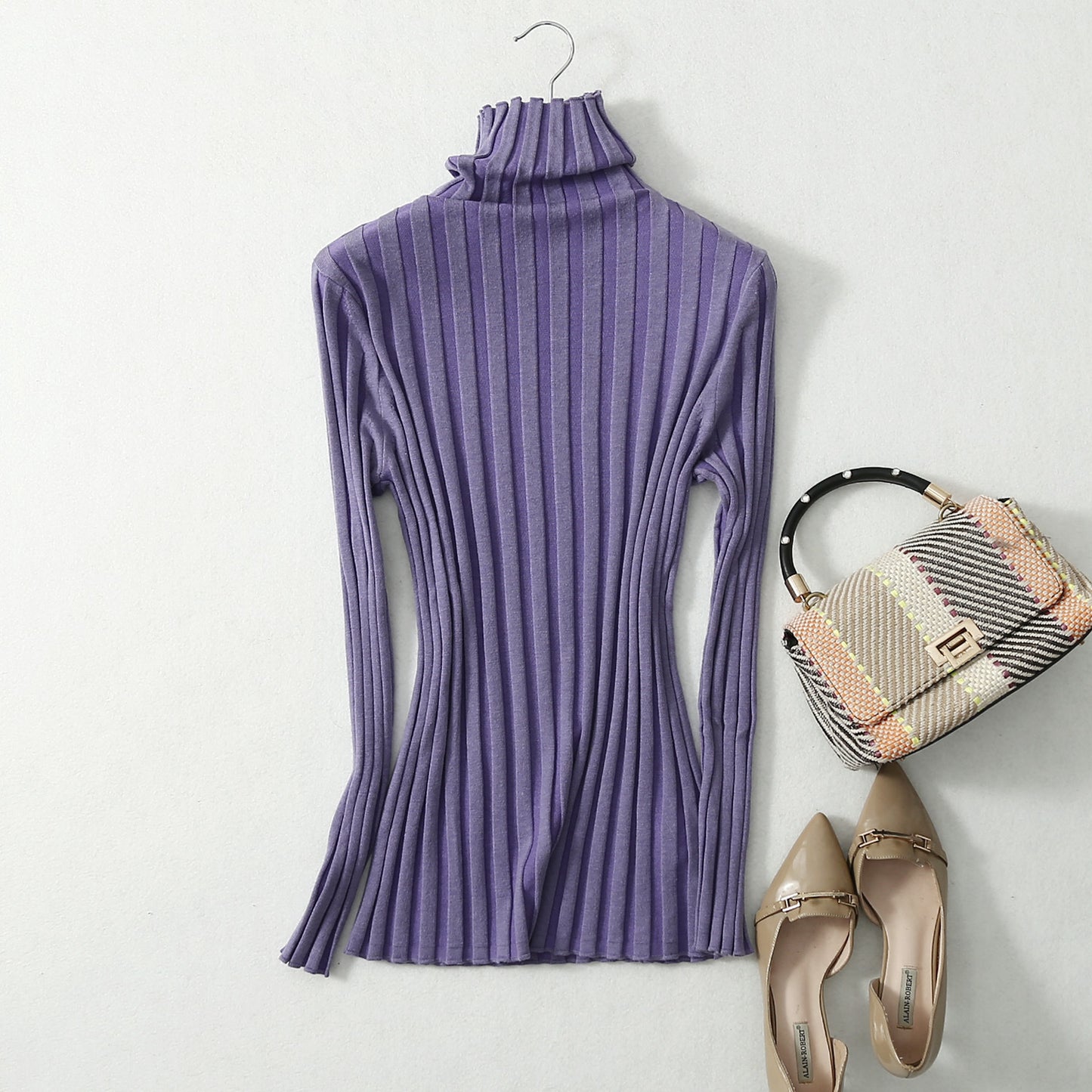 Women's drawstring mulberry silk and cashmere blended knit sweater with elastic bottom insulation sweater top *2