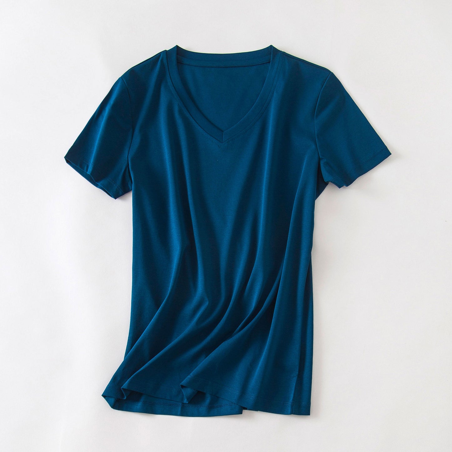 Women's cool feeling double-sided mercerized cotton loose and versatile solid color short sleeved T-shirt *2