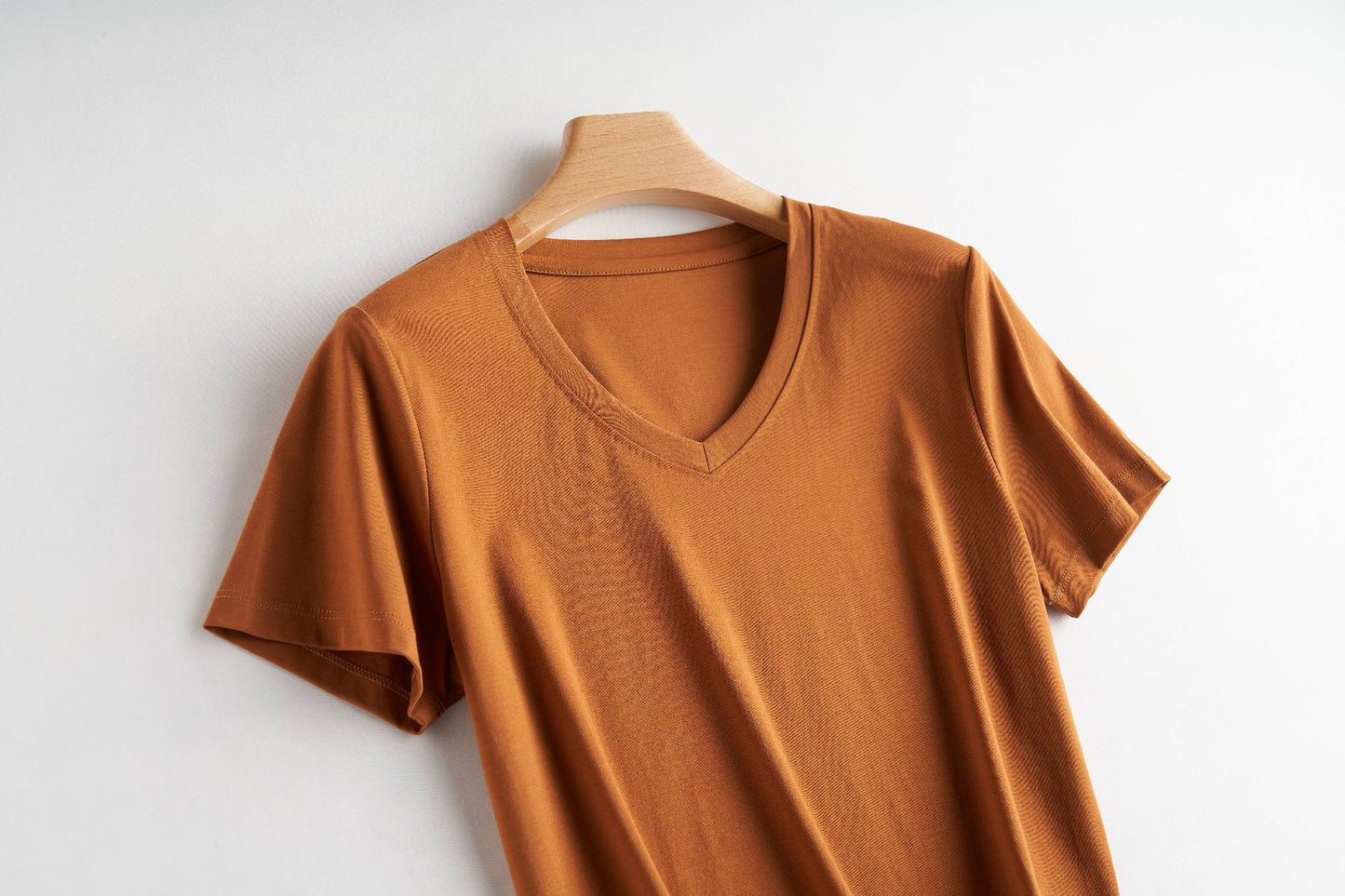 Women's cool feeling double-sided mercerized cotton loose and versatile solid color short sleeved T-shirt *2