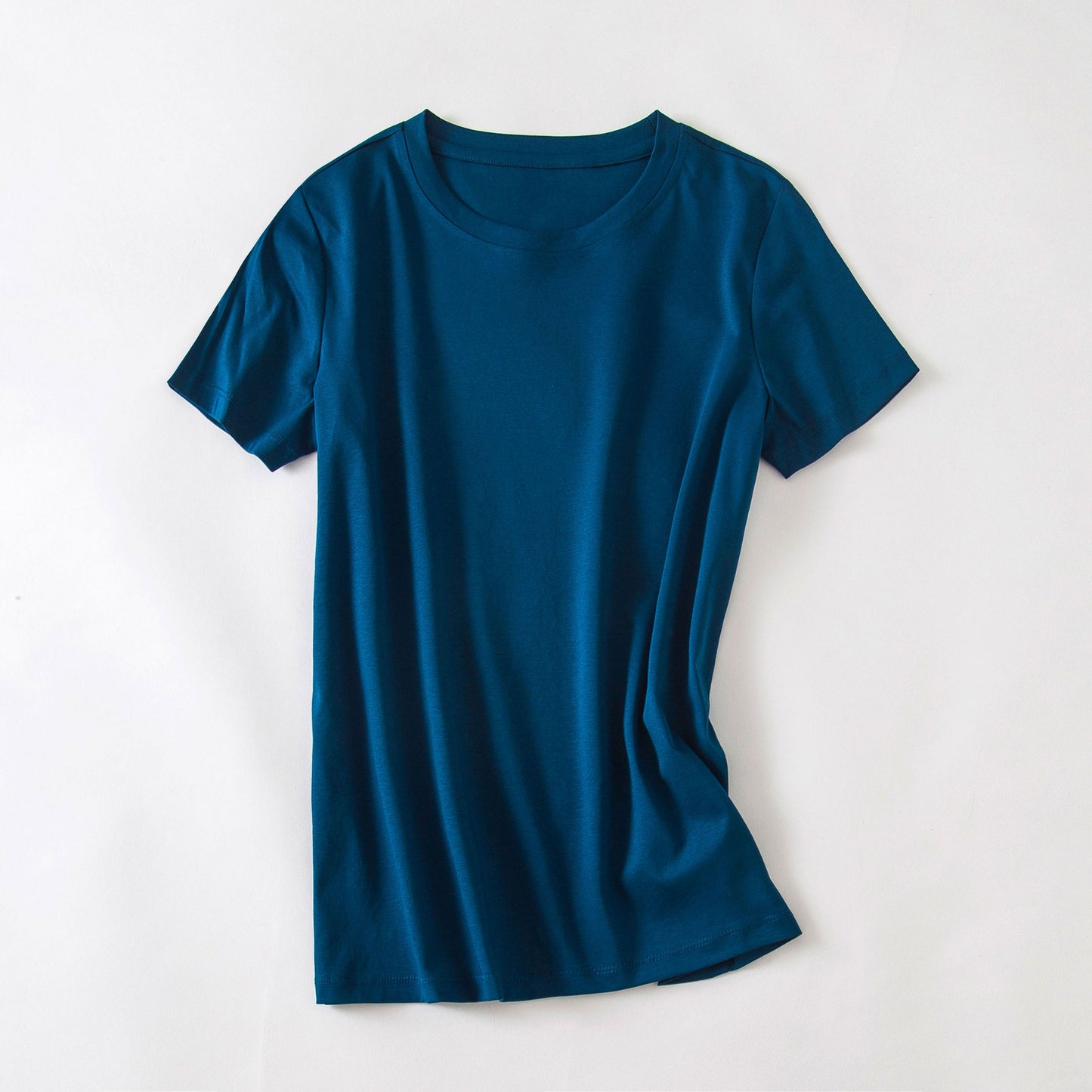 Women's cool feeling double-sided mercerized cotton loose and versatile solid color short sleeved T-shirt *2