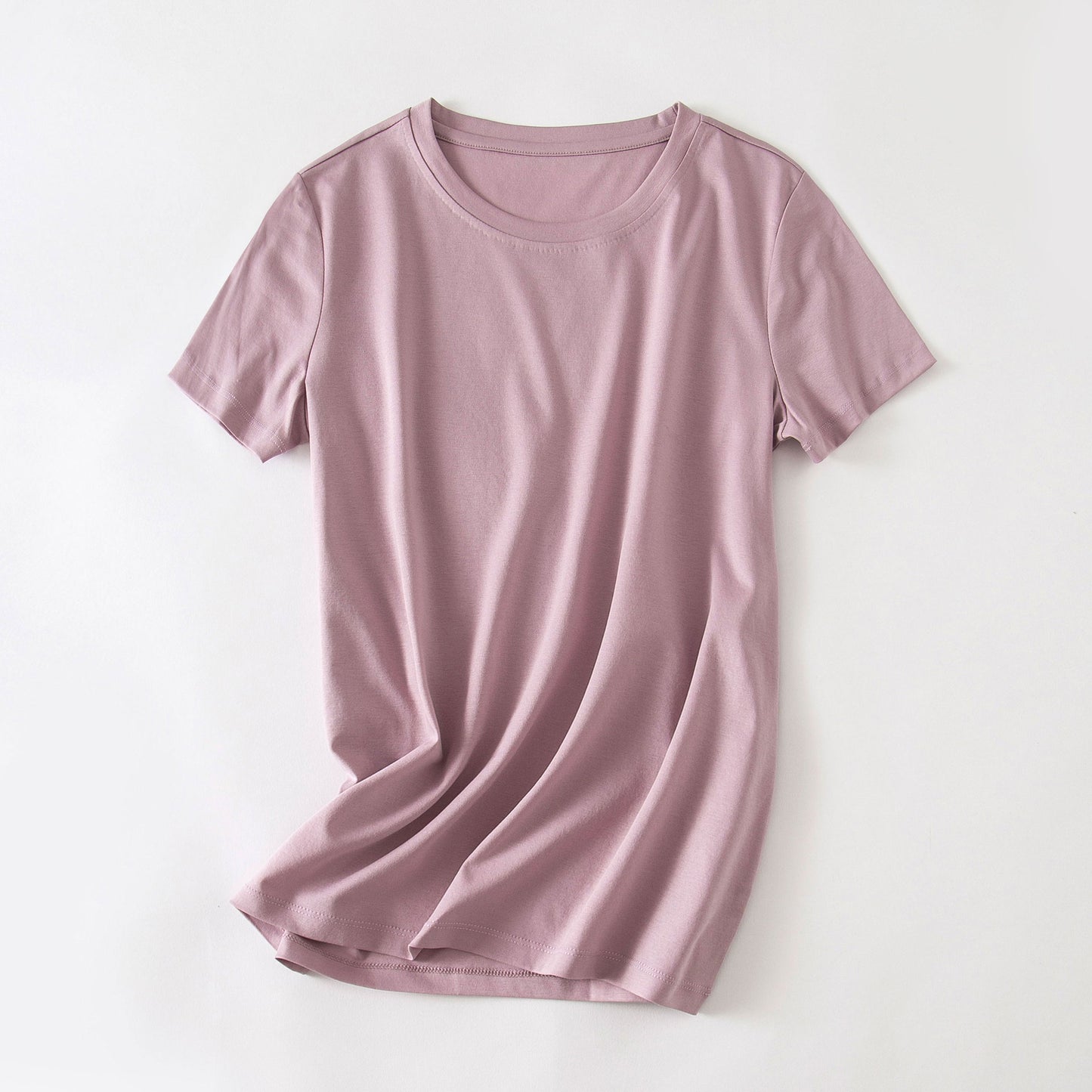 Women's cool feeling double-sided mercerized cotton loose and versatile solid color short sleeved T-shirt *2