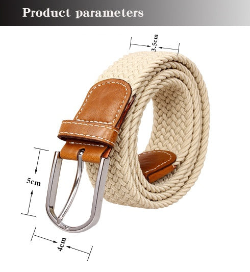 Top Fashion Striped Free Cinto Feminino Belts For Knitted Elastic Belt Male Canvas Pin Buckle Women's Lovers Strap