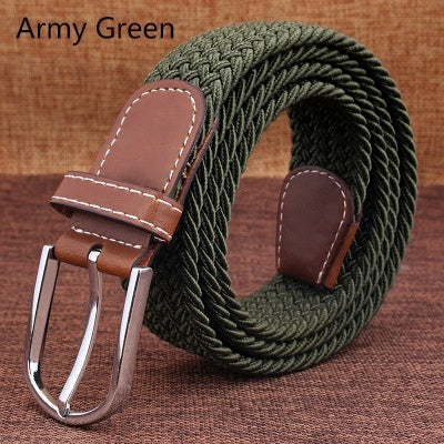 Top Fashion Striped Free Cinto Feminino Belts For Knitted Elastic Belt Male Canvas Pin Buckle Women's Lovers Strap