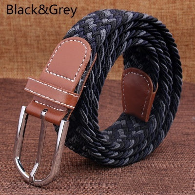 Top Fashion Striped Free Cinto Feminino Belts For Knitted Elastic Belt Male Canvas Pin Buckle Women's Lovers Strap