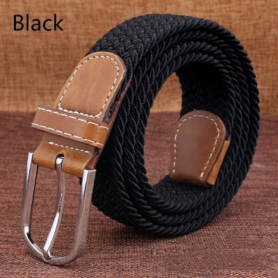 Top Fashion Striped Free Cinto Feminino Belts For Knitted Elastic Belt Male Canvas Pin Buckle Women's Lovers Strap