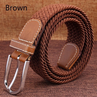 Top Fashion Striped Free Cinto Feminino Belts For Knitted Elastic Belt Male Canvas Pin Buckle Women's Lovers Strap