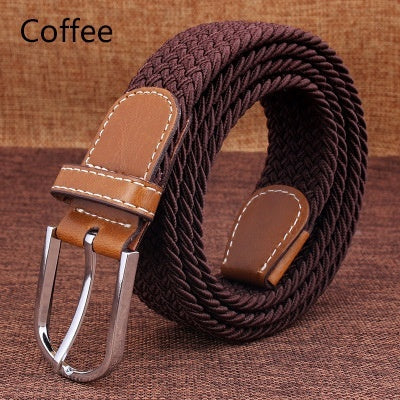 Top Fashion Striped Free Cinto Feminino Belts For Knitted Elastic Belt Male Canvas Pin Buckle Women's Lovers Strap