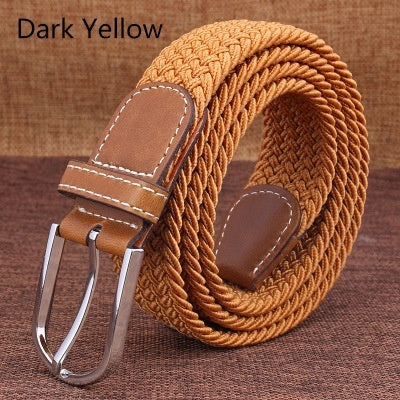 Top Fashion Striped Free Cinto Feminino Belts For Knitted Elastic Belt Male Canvas Pin Buckle Women's Lovers Strap