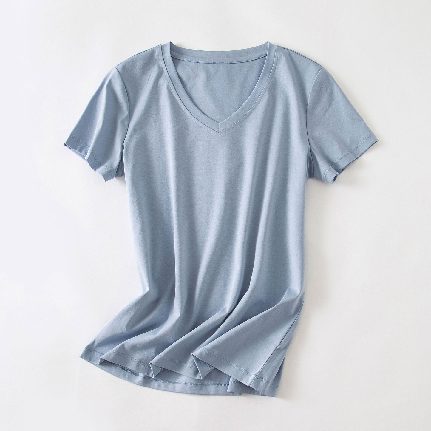 Women's cool feeling double-sided mercerized cotton loose and versatile solid color short sleeved T-shirt *2