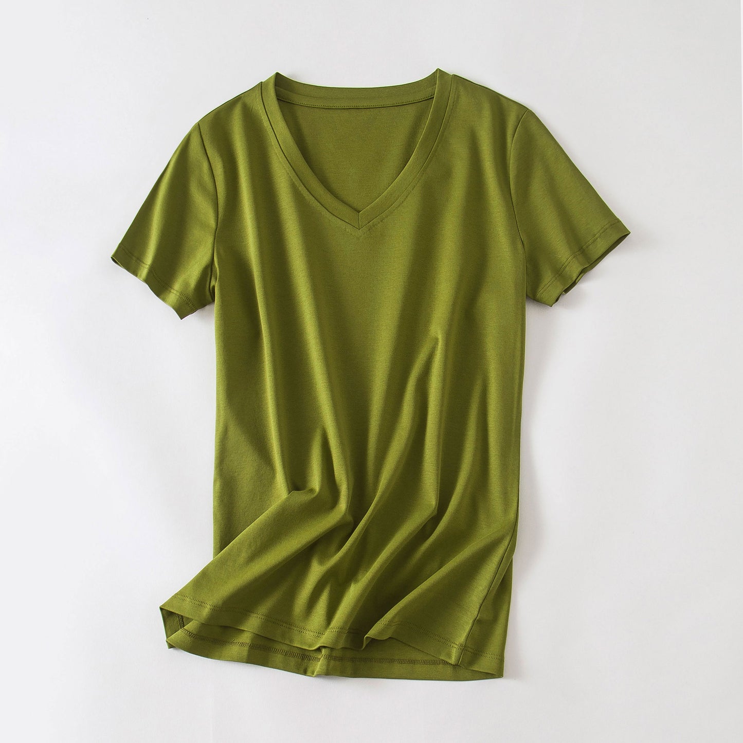 Women's cool feeling double-sided mercerized cotton loose and versatile solid color short sleeved T-shirt *2