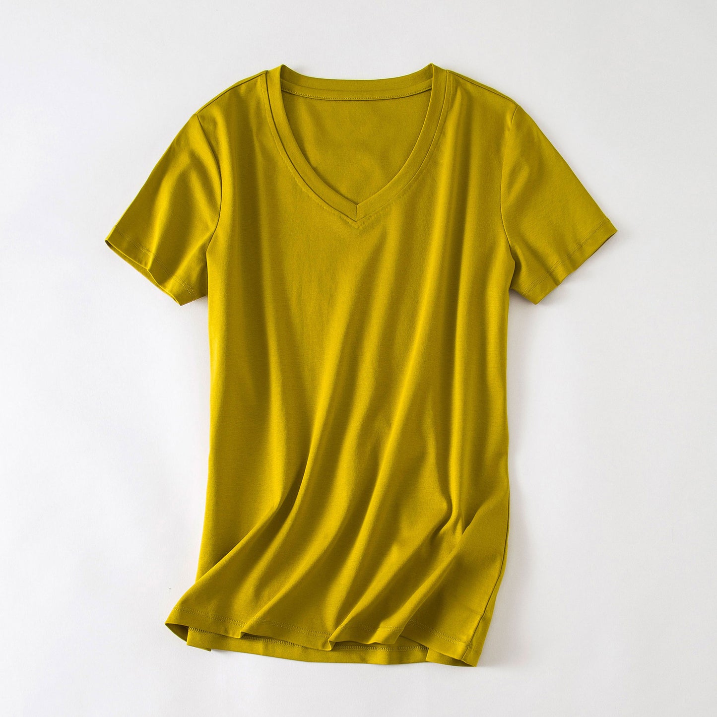 Women's cool feeling double-sided mercerized cotton loose and versatile solid color short sleeved T-shirt *2