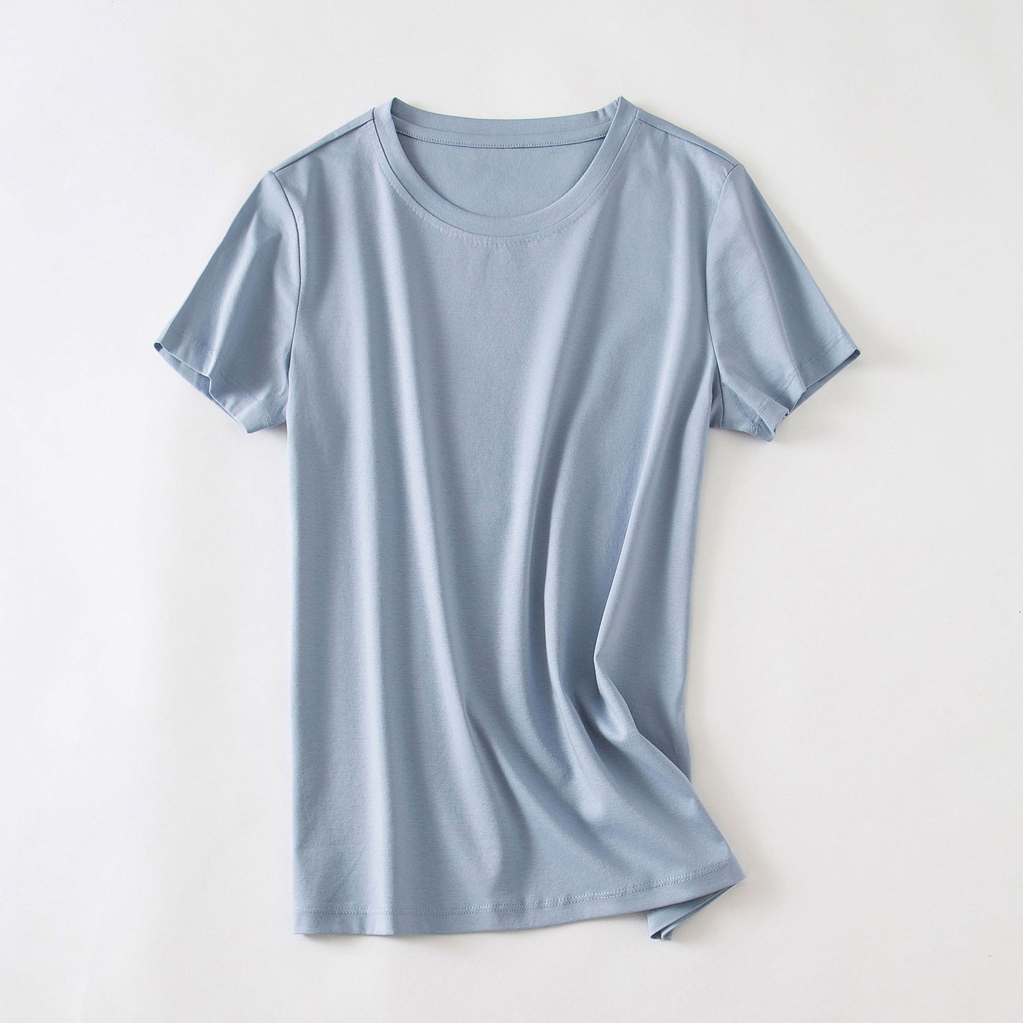 Women's cool feeling double-sided mercerized cotton loose and versatile solid color short sleeved T-shirt *2