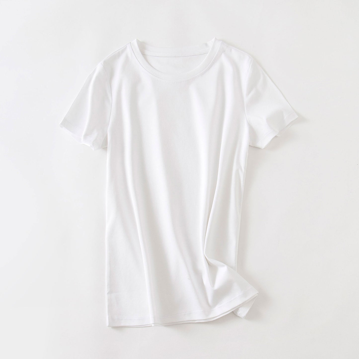 Women's cool feeling double-sided mercerized cotton loose and versatile solid color short sleeved T-shirt *2